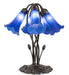 Meyda Lighting Lighting 16" High Blue Tiffany Pond Lily 5 Light Table Lamp