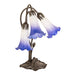 Meyda Lighting Lighting 16" High Blue/White Pond Lily Tiffany Pond Lily 3 Light Accent Lamp