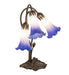 Meyda Lighting Lighting 16" High Blue/White Pond Lily Tiffany Pond Lily 3 Light Accent Lamp