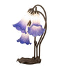 Meyda Lighting Lighting 16" High Blue/White Pond Lily Tiffany Pond Lily 3 Light Accent Lamp
