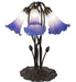 Meyda Lighting Lighting 16" High Blue/White Tiffany Pond Lily 5 Light Table Lamp