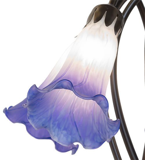 Meyda Lighting Lighting 16" High Blue/White Tiffany Pond Lily 5 Light Table Lamp