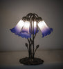 Meyda Lighting Lighting 16" High Blue/White Tiffany Pond Lily 5 Light Table Lamp