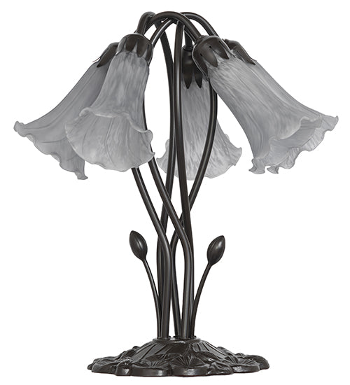 Meyda Lighting Lighting 16" High Gray Tiffany Pond Lily 5 Light Table Lamp