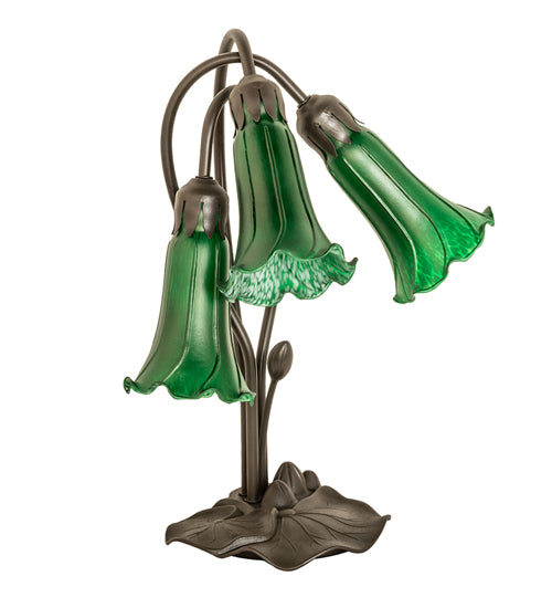 Meyda Lighting Lighting 16" High Green Tiffany Pond Lily 3 Light Accent Lamp