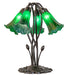 Meyda Lighting Lighting 16" High Green Tiffany Pond Lily 5 Light Table Lamp