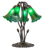 Meyda Lighting Lighting 16" High Green Tiffany Pond Lily 5 Light Table Lamp