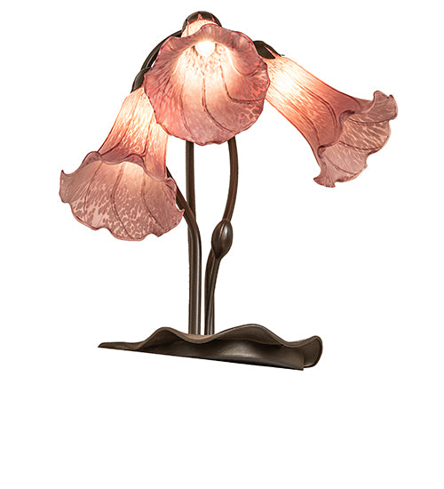 Meyda Lighting Lighting 16" High Lavender Pond Lily Tiffany Pond Lily 3 Light Accent Lamp