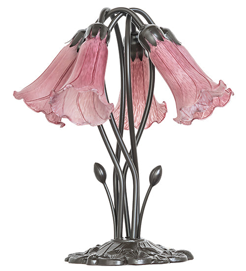 Meyda Lighting Lighting 16" High Lavender Tiffany Pond Lily 5 Light Table Lamp