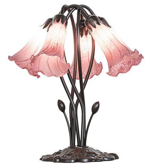 Meyda Lighting Lighting 16" High Lavender Tiffany Pond Lily 5 Light Table Lamp