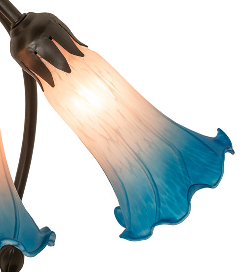 Meyda Lighting Lighting 16" High Pink/Blue Tiffany Pond Lily 3 Light Accent Lamp