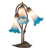 Meyda Lighting Lighting 16" High Pink/Blue Tiffany Pond Lily 3 Light Accent Lamp