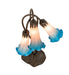 Meyda Lighting Lighting 16" High Pink/Blue Tiffany Pond Lily 3 Light Accent Lamp