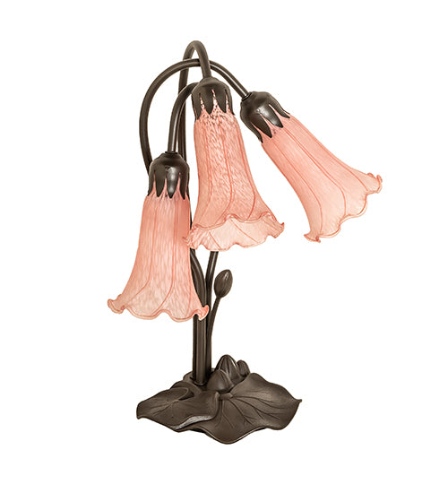 Meyda Lighting Lighting 16" High Pink Tiffany Pond Lily 3 Light Accent Lamp
