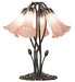 Meyda Lighting Lighting 16" High Pink Tiffany Pond Lily 5 Light Table Lamp