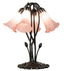 Meyda Lighting Lighting 16" High Pink Tiffany Pond Lily 5 Light Table Lamp
