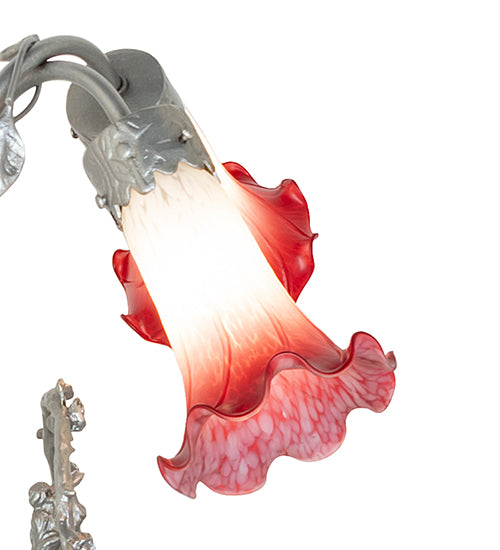 Meyda Lighting Lighting 16" High Pink/White Tiffany Pond Lily 2 Light Trellis Girl Accent Lamp