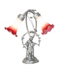 Meyda Lighting Lighting 16" High Pink/White Tiffany Pond Lily 2 Light Trellis Girl Accent Lamp