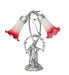Meyda Lighting Lighting 16" High Pink/White Tiffany Pond Lily 2 Light Trellis Girl Accent Lamp