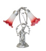 Meyda Lighting Lighting 16" High Pink/White Tiffany Pond Lily 2 Light Trellis Girl Accent Lamp