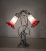 Meyda Lighting Lighting 16" High Pink/White Tiffany Pond Lily 2 Light Trellis Girl Accent Lamp