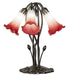 Meyda Lighting Lighting 16" High Pink/White Tiffany Pond Lily 5 Light Table Lamp