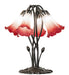 Meyda Lighting Lighting 16" High Pink/White Tiffany Pond Lily 5 Light Table Lamp