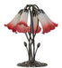 Meyda Lighting Lighting 16" High Pink/White Tiffany Pond Lily 5 Light Table Lamp