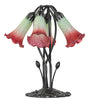 Meyda Lighting Lighting 16" High Red/Seafoam Tiffany Pond Lily 5 Light Table Lamp