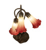 Meyda Lighting Lighting 16" High Seafoam/Cranberry Tiffany Pond Lily 3 Light Accent Lamp