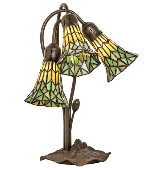 Meyda Lighting Lighting 16" High Stained Glass Pond Lily 3 Light Accent Lamp