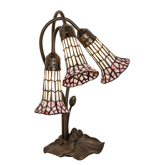 Meyda Lighting Lighting 16" High Stained Glass Pond Lily 3 Light Accent Lamp