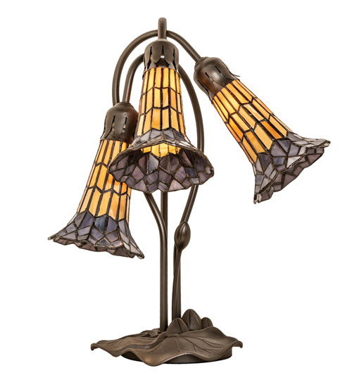 Meyda Lighting Lighting 16" High Stained Glass Pond Lily 3 Light Accent Lamp