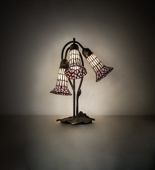 Meyda Lighting Lighting 16" High Stained Glass Pond Lily 3 Light Accent Lamp
