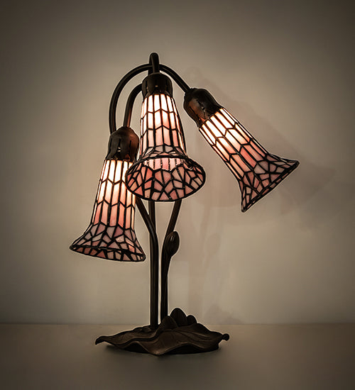 Meyda Lighting Lighting 16" High Stained Glass Pond Lily 3 Light Accent Lamp