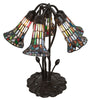 Meyda Lighting Lighting 16" High Stained Glass Pond Lily 5 Light Table Lamp