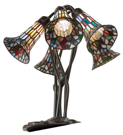 Meyda Lighting Lighting 16" High Stained Glass Pond Lily 5 Light Table Lamp