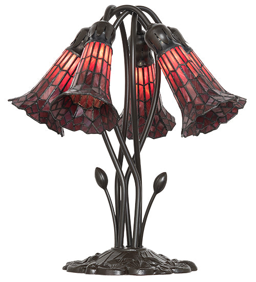 Meyda Lighting Lighting 16" High Stained Glass Pond Lily 5 Light Table Lamp