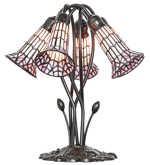 Meyda Lighting Lighting 16" High Stained Glass Pond Lily 5 Light Table Lamp