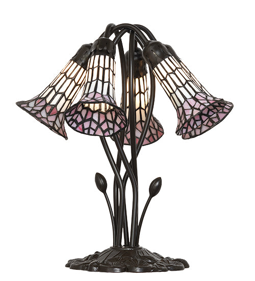 Meyda Lighting Lighting 16" High Stained Glass Pond Lily 5 Light Table Lamp