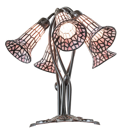 Meyda Lighting Lighting 16" High Stained Glass Pond Lily 5 Light Table Lamp