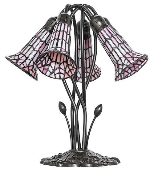 Meyda Lighting Lighting 16" High Stained Glass Pond Lily 5 Light Table Lamp
