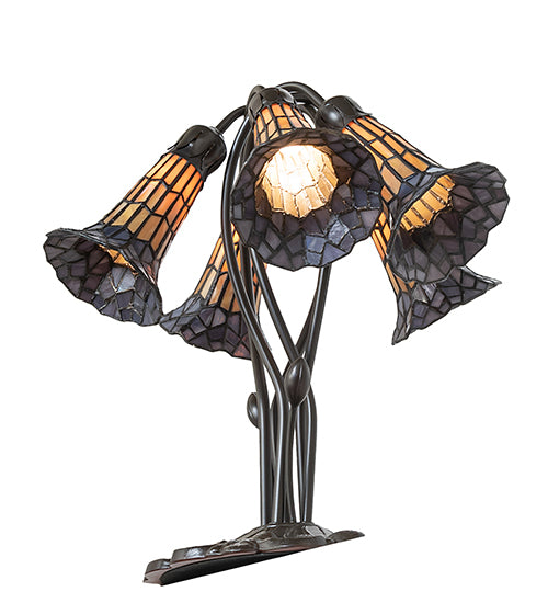 Meyda Lighting Lighting 16" High Stained Glass Pond Lily 5 Light Table Lamp