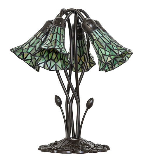 Meyda Lighting Lighting 16" High Stained Glass Pond Lily 5 Light Table Lamp