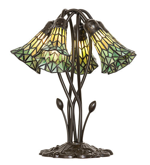 Meyda Lighting Lighting 16" High Stained Glass Pond Lily 5 Light Table Lamp