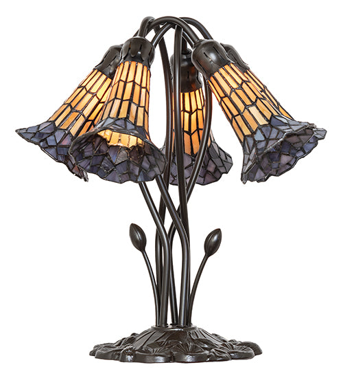 Meyda Lighting Lighting 16" High Stained Glass Pond Lily 5 Light Table Lamp