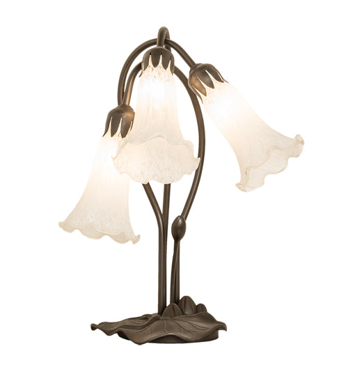 Meyda Lighting Lighting 16" High White Tiffany Pond Lily 3 Light Accent Lamp