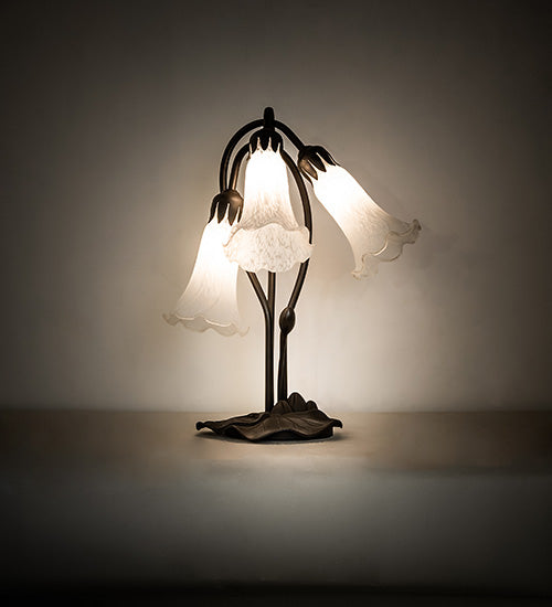 Meyda Lighting Lighting 16" High White Tiffany Pond Lily 3 Light Accent Lamp