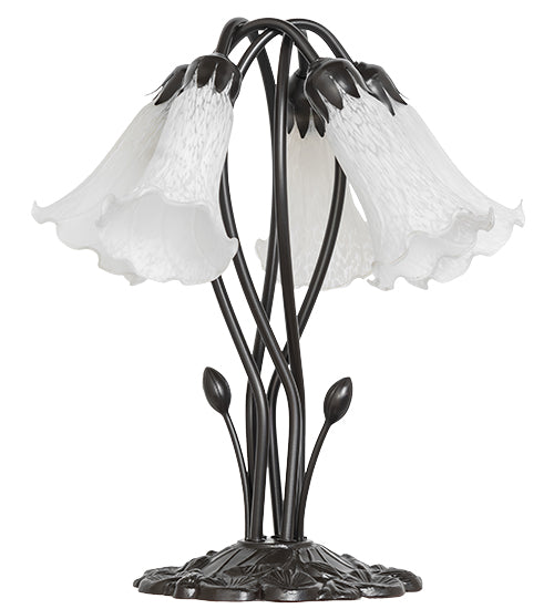 Meyda Lighting Lighting 16" High White Tiffany Pond Lily 5 Light Table Lamp