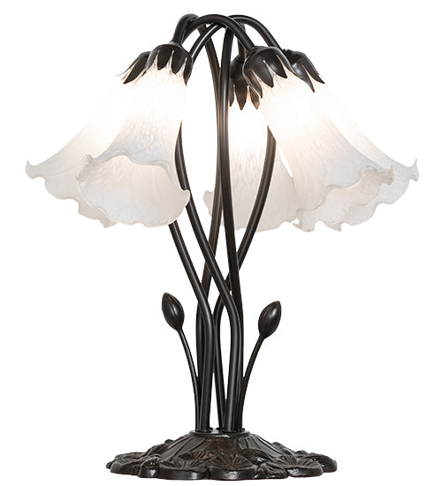 Meyda Lighting Lighting 16" High White Tiffany Pond Lily 5 Light Table Lamp